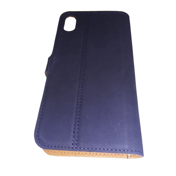 Snakehive Iphone Genuine Leather Case Navy Blue Tan Iphone Xs Card Slot Case - Picture 4 of 6